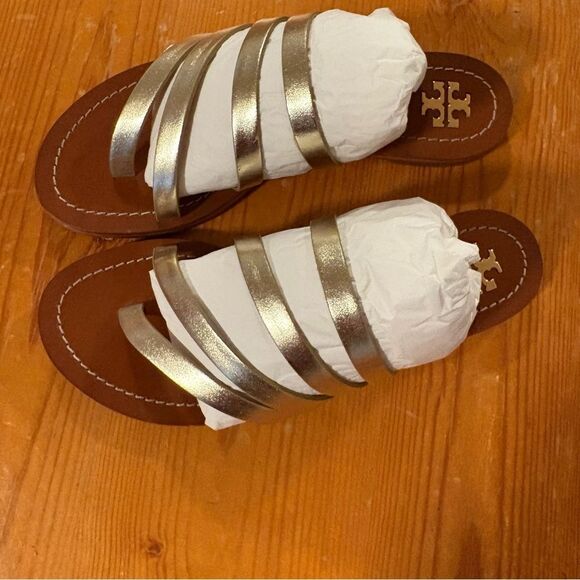 Tory Burch Patos Flat Sandal in Spark Gold. Size 6M. NEW! - Picture 4 of 12